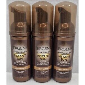 Jergens Natural Glow Instant Sun Sunless Tanning Mousse Light Bronze Travel Size